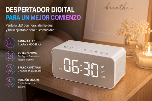 PARLANTE  DESPERTADOR INTELIGENTE Y CARGADOR  INALAMBRICO