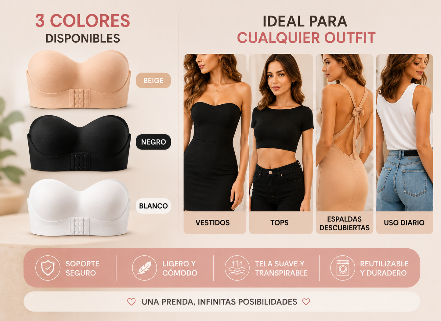 Brasier Strapless Premium (Soporte Perfecto Sin Tirantes)